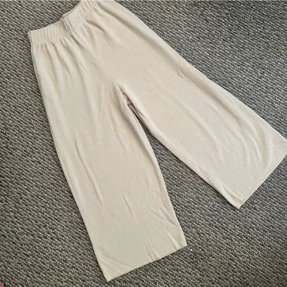 Pull&Bear Knit Wide Leg Cropped Pants